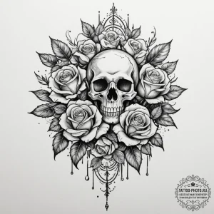 Tattoo design a floral design with a subtle,... - эскиз тату (№1755271944_0, 15.08.2025 15:32) — tattoo-photo.ru