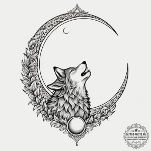 A dotwork tattoo design of a wolf howling at... - эскиз тату (№1755272954_0, 15.08.2025 15:49) — tattoo-photo.ru