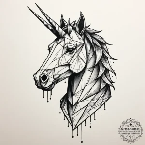 The origami unicorn from blade runner, artist... - эскиз тату (№1755273355_0, 15.08.2025 15:55) — tattoo-photo.ru
