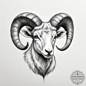 Tattoo sketch a stylized ram's head, with a f... - эскиз тату (№1755275763_0, 15.08.2025 16:36) — tattoo-photo.ru