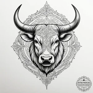 Tattoo design a taurus bull, with a specific... - эскиз тату (№1755277160_0, 15.08.2025 16:59) — tattoo-photo.ru