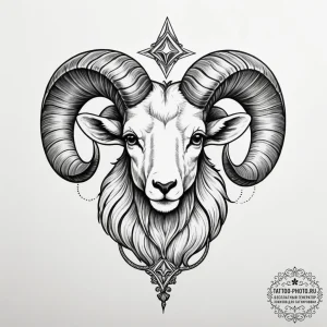 Tattoo sketch an aries ram's head with a smal... - эскиз тату (№1755278747_0, 15.08.2025 17:25) — tattoo-photo.ru