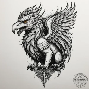 Tattoo design a powerful griffin, majestic an... - эскиз тату (№1755279146_0, 15.08.2025 17:32) — tattoo-photo.ru