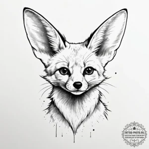 A fennec fox with large ears, artistic tattoo... - эскиз тату (№1755280135_0, 15.08.2025 17:48) — tattoo-photo.ru