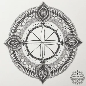 67. tattoo design: a "alatyr" rune integrated... - эскиз тату (№1755282712_0, 15.08.2025 18:31) — tattoo-photo.ru