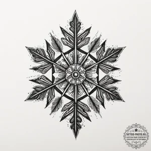 Snowflake under a microscope, tattoo flash sh... - эскиз тату (№1755283311_0, 15.08.2025 18:41) — tattoo-photo.ru