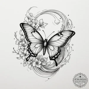 Tattoo design a tiny, realistic butterfly wit... - эскиз тату (№1755284116_0, 15.08.2025 18:55) — tattoo-photo.ru