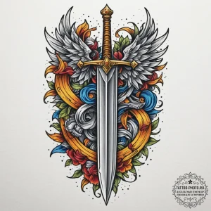 Tattoo design a knight's sword plunged into t... - эскиз тату (№1755286112_0, 15.08.2025 19:28) — tattoo-photo.ru