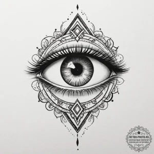 Tattoo sketch a cosmic eye, symbolizing vigil... - эскиз тату (№1755288091_0, 15.08.2025 20:01) — tattoo-photo.ru