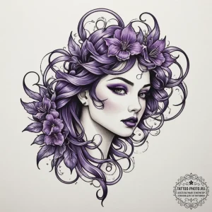 Violet, artistic tattoo sketch, soft whip sha... - эскиз тату (№1755288681_0, 15.08.2025 20:11) — tattoo-photo.ru