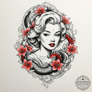 Marilyn monroe, tattoo line art, on a clean w... - эскиз тату (№1755290677_0, 15.08.2025 20:44) — tattoo-photo.ru