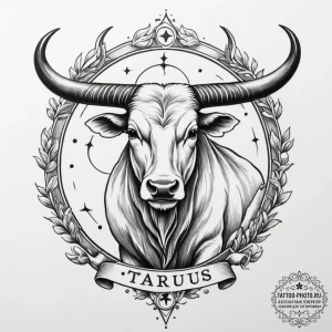 Tattoo design a zodiac animal with a banner b... - эскиз тату (№1755290875_0, 15.08.2025 20:47) — tattoo-photo.ru
