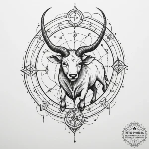 Tattoo design a zodiac animal partially rende... - эскиз тату (№1755294430_0, 15.08.2025 21:47) — tattoo-photo.ru
