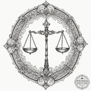 Tattoo sketch libra's scales, intricately sha... - эскиз тату (№1755295223_0, 15.08.2025 22:00) — tattoo-photo.ru