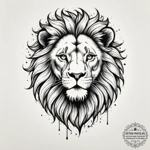 Tattoo sketch a leo lion, with a subtle symbo... - эскиз тату (№1755296436_0, 15.08.2025 22:20) — tattoo-photo.ru