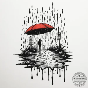 A shot of rain hitting a puddle in slow motio... - эскиз тату (№1755296641_0, 15.08.2025 22:24) — tattoo-photo.ru