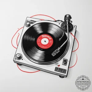 Vinyl record on a turntable, concept art for... - эскиз тату (№1755298842_0, 15.08.2025 23:00) — tattoo-photo.ru