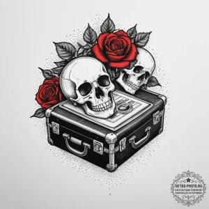 Tattoo sketch a tiny suitcase on one, a trave... - эскиз тату (№1755299040_0, 15.08.2025 23:04) — tattoo-photo.ru