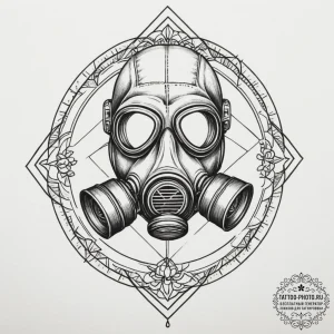 Tattoo sketch a minimalist gas mask silhouett... - эскиз тату (№1755299841_0, 15.08.2025 23:17) — tattoo-photo.ru