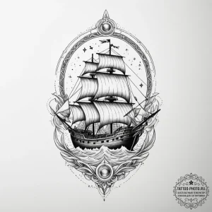 The ship naglfar from norse mythology, ink il... - эскиз тату (№1755300448_0, 15.08.2025 23:27) — tattoo-photo.ru