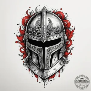 Tattoo design a detailed medieval helmet with... - эскиз тату (№1755300846_0, 15.08.2025 23:34) — tattoo-photo.ru