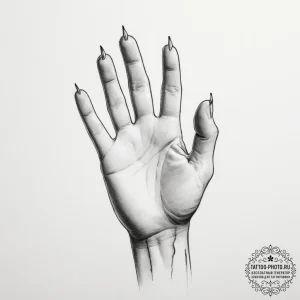 Tattoo sketch a hand with a subtle 'thread' w... - эскиз тату (№1755302624_0, 16.08.2025 00:03) — tattoo-photo.ru