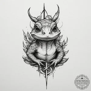 Kappa, concept art for tattoo, rough sketchy... - эскиз тату (№1755304423_0, 16.08.2025 00:33) — tattoo-photo.ru