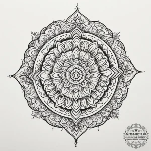 Tattoo design: a geometrical mandala incorpor... - эскиз тату (№1755304621_0, 16.08.2025 00:37) — tattoo-photo.ru