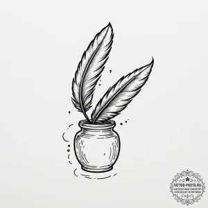 Tattoo design a minimalist feather quill and... - эскиз тату (№1755305832_0, 16.08.2025 00:57) — tattoo-photo.ru
