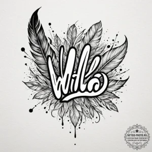 Tattoo design a word like "wild" or "free" wi... - эскиз тату (№1755307642_0, 16.08.2025 01:27) — tattoo-photo.ru