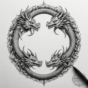 Tattoo sketch a pair of dragons, their bodies... - эскиз тату (№1755308244_0, 16.08.2025 01:37) — tattoo-photo.ru