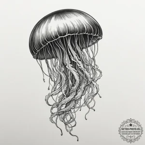 Jellyfish, concept art for tattoo, on a clean... - эскиз тату (№1755309438_0, 16.08.2025 01:57) — tattoo-photo.ru