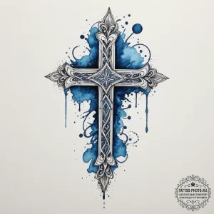 Tattoo design a deep, moody blue watercolor s... - эскиз тату (№1755309839_0, 16.08.2025 02:03) — tattoo-photo.ru