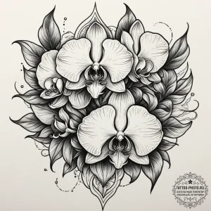 Orchid, tattoo flash sheet design, neo tradit... - эскиз тату (№1755310469_0, 16.08.2025 02:14) — tattoo-photo.ru