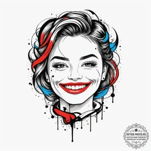 Smile, tattoo sketch design, bold outlines, t... - эскиз тату (№1755310667_0, 16.08.2025 02:17) — tattoo-photo.ru