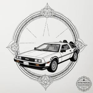 The delorean from back to the future, tattoo... - эскиз тату (№1755315090_0, 16.08.2025 03:31) — tattoo-photo.ru
