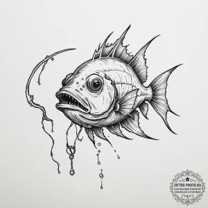 A deep-sea anglerfish with a bioluminescent l... - эскиз тату (№1755315297_0, 16.08.2025 03:34) — tattoo-photo.ru