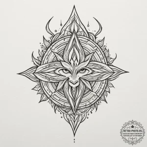 Svarog, tattoo line art, on a clean white pap... - эскиз тату (№1755315500_0, 16.08.2025 03:38) — tattoo-photo.ru