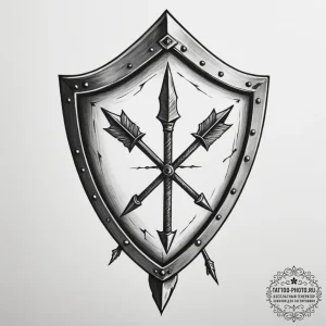 Tattoo sketch a medieval shield with a single... - эскиз тату (№1755318529_0, 16.08.2025 04:28) — tattoo-photo.ru