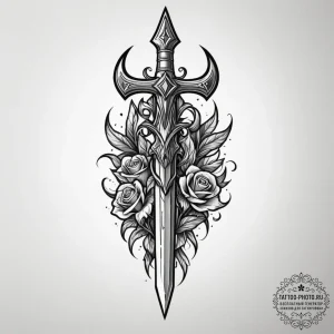 A sacrificial dagger on an altar, tattoo line... - эскиз тату (№1755318731_0, 16.08.2025 04:32) — tattoo-photo.ru