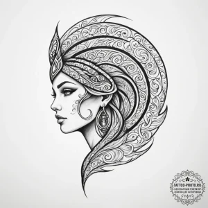 Tattoo design a cosmic swirl that subtly form... - эскиз тату (№1755319139_0, 16.08.2025 04:38) — tattoo-photo.ru