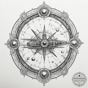 Tattoo design a stylized space station interi... - эскиз тату (№1755319734_0, 16.08.2025 04:48) — tattoo-photo.ru