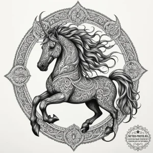 Sleipnir, odin's eight-legged horse, ink illu... - эскиз тату (№1755320142_0, 16.08.2025 04:55) — tattoo-photo.ru