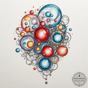 A close-up of soap bubbles, showing the swirl... - эскиз тату (№1755321139_0, 16.08.2025 05:12) — tattoo-photo.ru