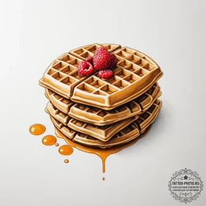 Tattoo sketch a 'waffle' on one, 'syrup' on t... - эскиз тату (№1755321935_0, 16.08.2025 05:25) — tattoo-photo.ru