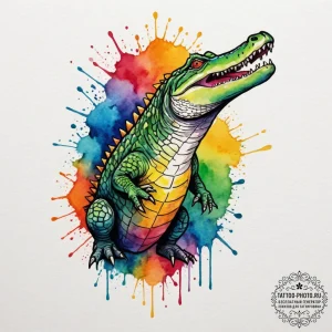 Crocodile, tattoo sketch design, watercolor t... - эскиз тату (№1755322537_0, 16.08.2025 05:35) — tattoo-photo.ru