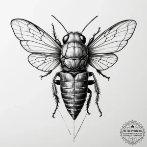 A cicada with its shell, ink illustration for... - эскиз тату (№1755322950_0, 16.08.2025 05:42) — tattoo-photo.ru