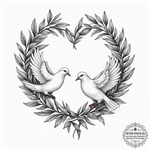 Tattoo sketch a pair of doves with intertwine... - эскиз тату (№1755323553_0, 16.08.2025 05:52) — tattoo-photo.ru