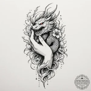 Tattoo sketch: a close-up of marzanna's hand,... - эскиз тату (№1755323951_0, 16.08.2025 05:59) — tattoo-photo.ru