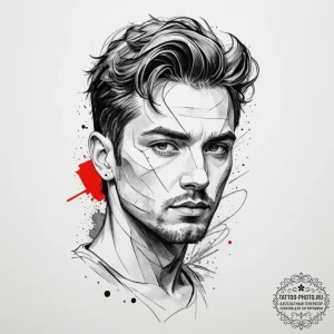 Tattoo sketch a strong, stoic profile of a ma... - эскиз тату (№1755324154_0, 16.08.2025 06:02) — tattoo-photo.ru